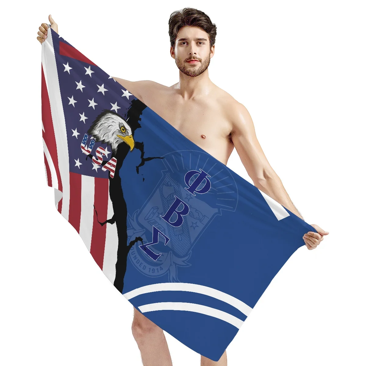 Пляжное полотенце из микрофибры с американским флагом и узором орла оптовая