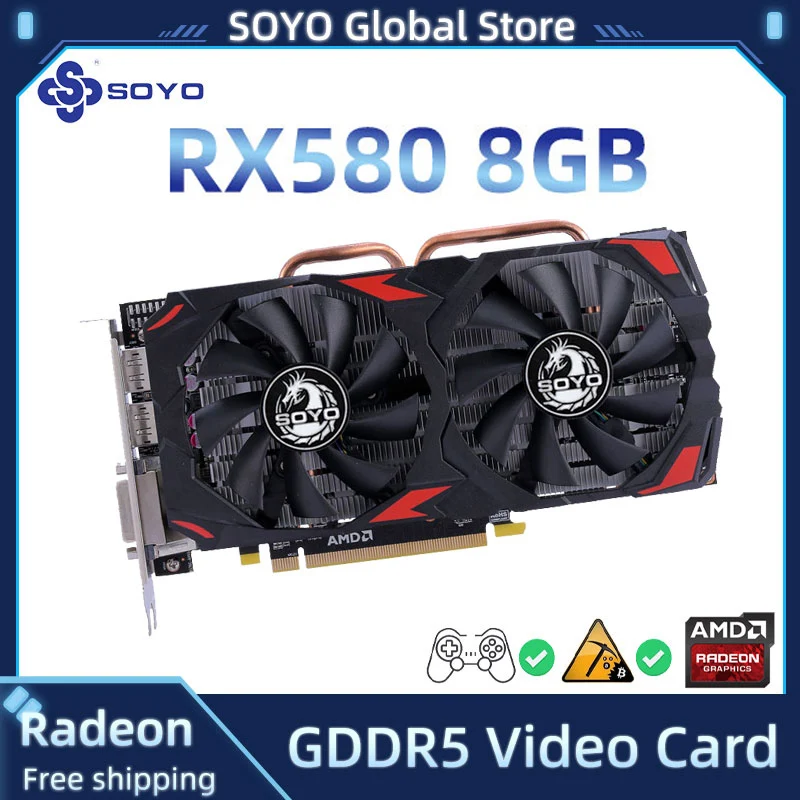 

Видеокарта SOYO Radeon RX580, 8 ГБ, GDDR5, 256 бит, RX580