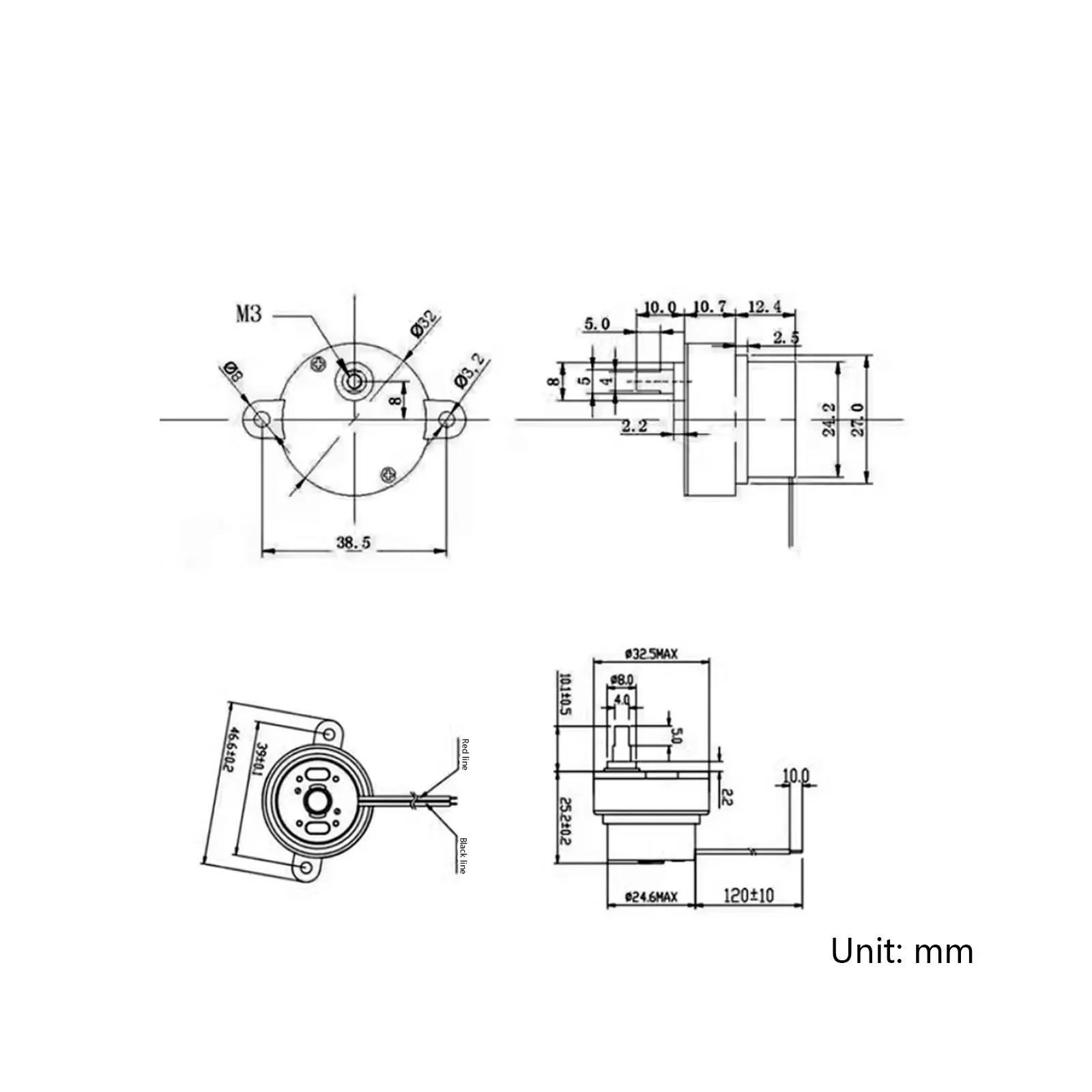 Редуктор Электрический с двумя плоскими валами 3 в 6 об/мин