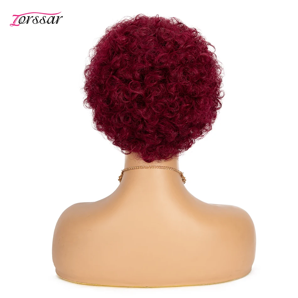 99J цветной парик вырезанный без шнуровки Короткие вьющиеся человеческие волосы