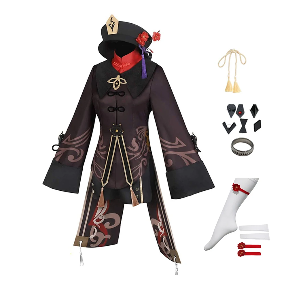

Костюм для косплея Ху Тао, персонажи геншина ударного, косплей, полный комплект, костюм на Хэллоуин, оптовая продажа, Прямая поставка