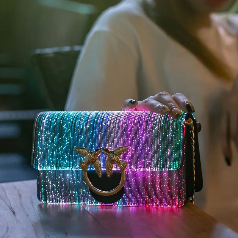 LUMISONATA Sac a Main Femme Luminous Luxury Designer Handbag Light Up Handbags For Women PU Leather Chain Handbag