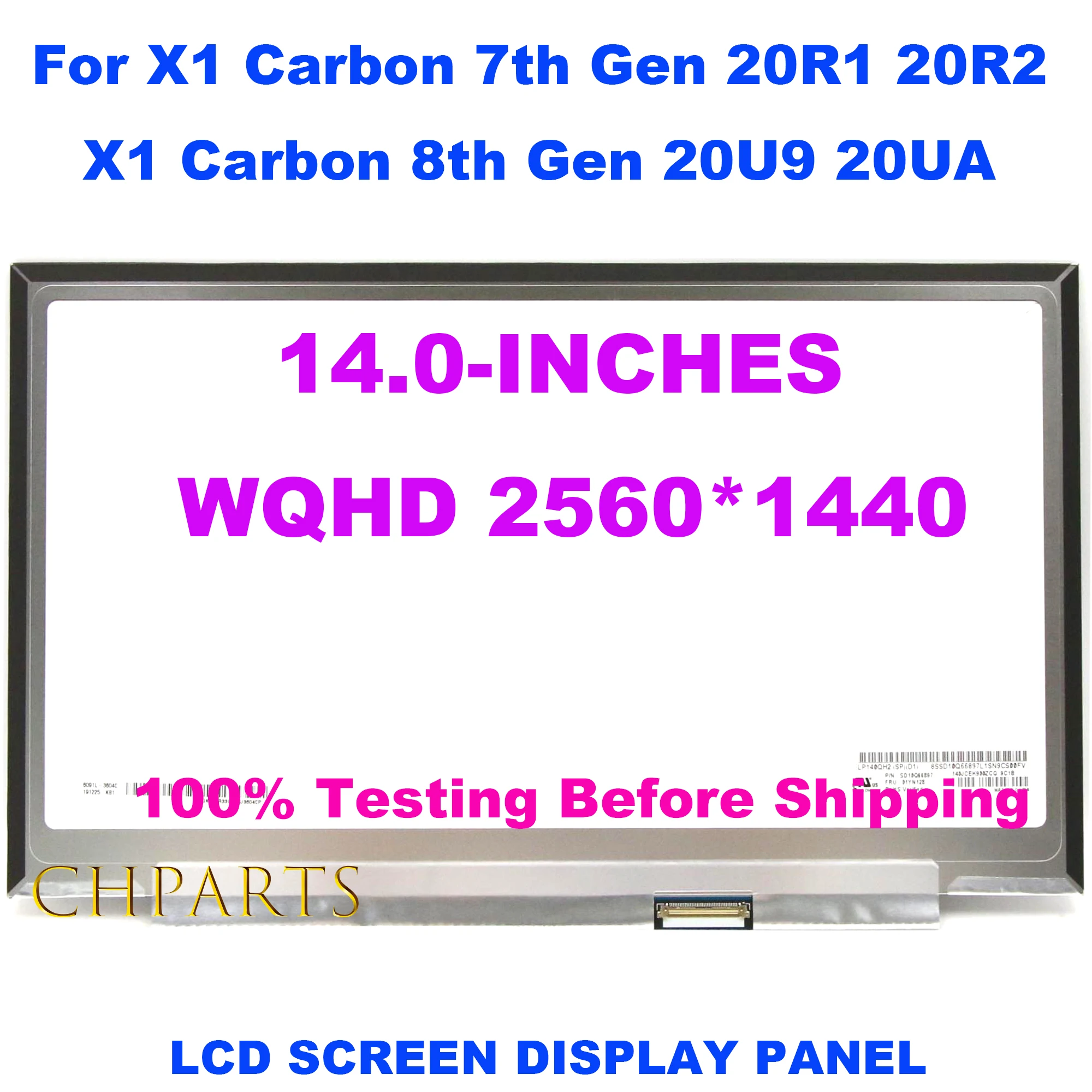 ЖК-экран для Lenovo X1 Carbon 7-го поколения, WQHD LP140QH2-SPD1 IPS 14 дюймов, 20R1 20R2 8-го поколения 20U9 20UA, сменная панель для ноутбука