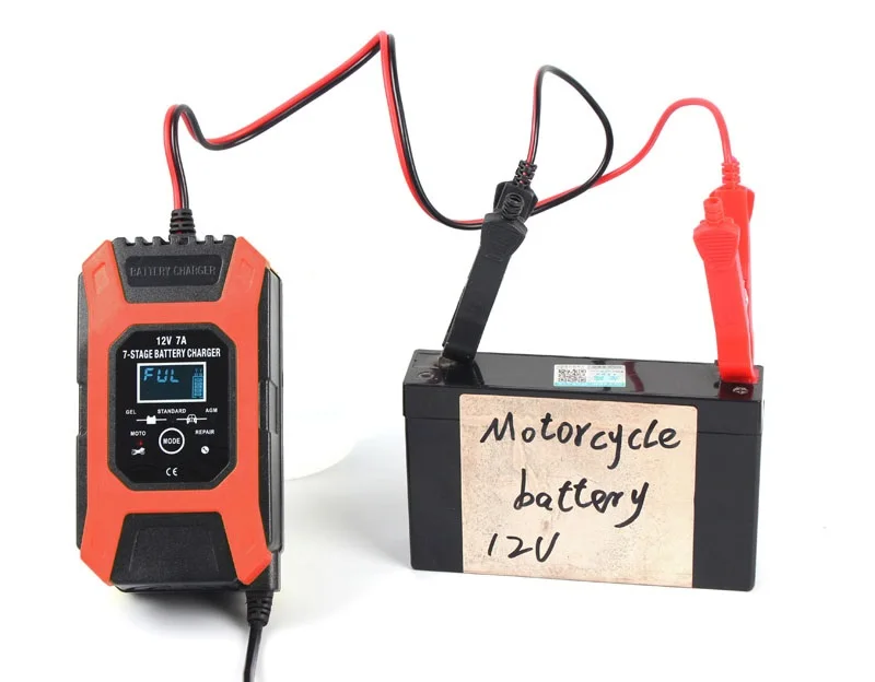 

FOXSUR 12V 7A 7-stage Battery Charger , Lead GEL STD AGM Car Motorcycle Battery Charger, Pulse charge Maintainer & Desulfator