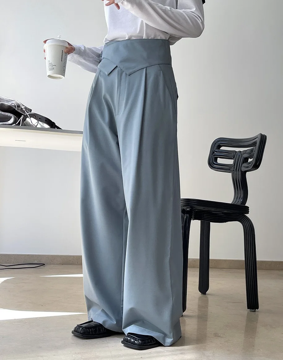 new woman fashion classic pants with wide belt