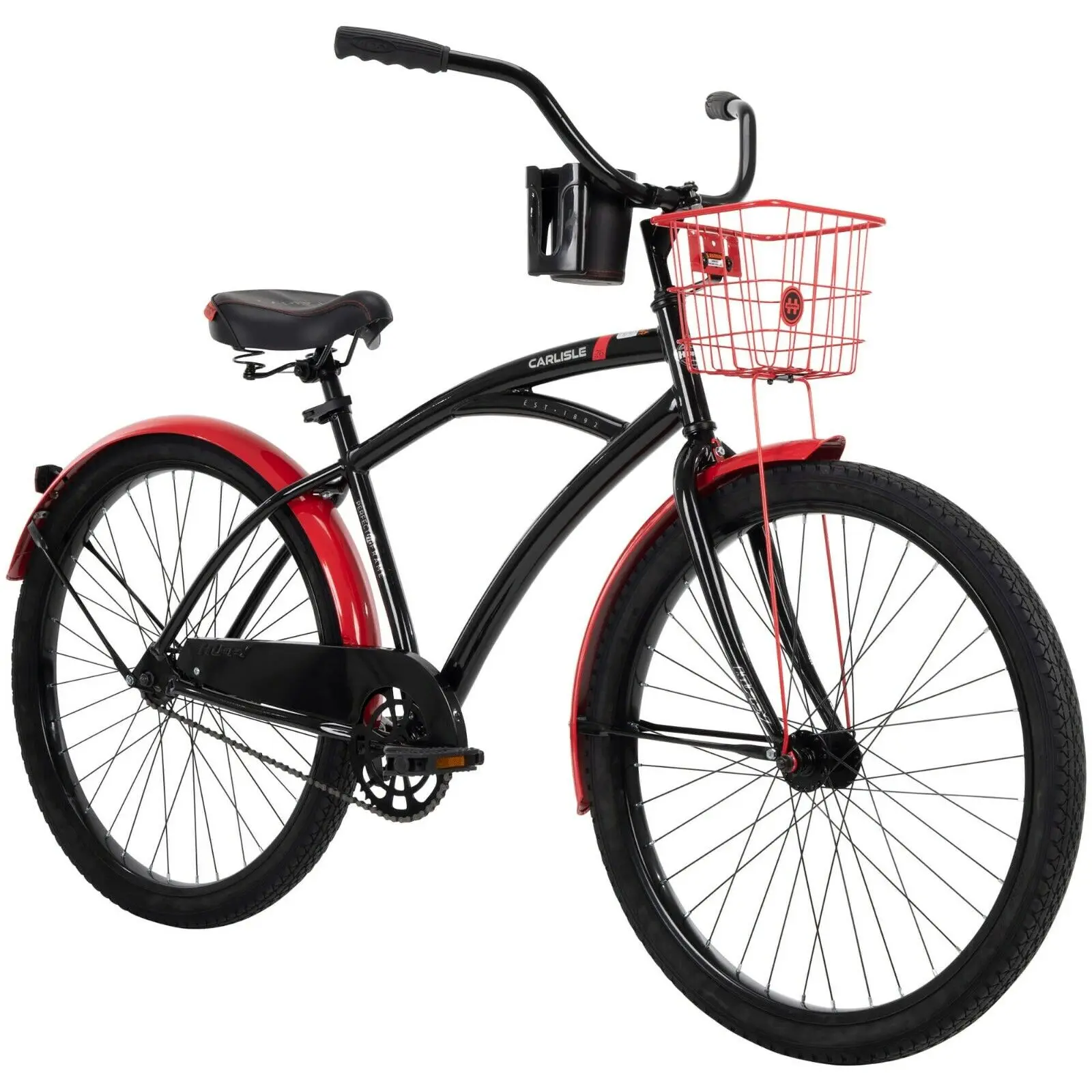 

(Абсолютно новый) Huffy 26 дюймов. Комфортный мужской прогулочный велосипед Carlisle, черный, красный, распродажа