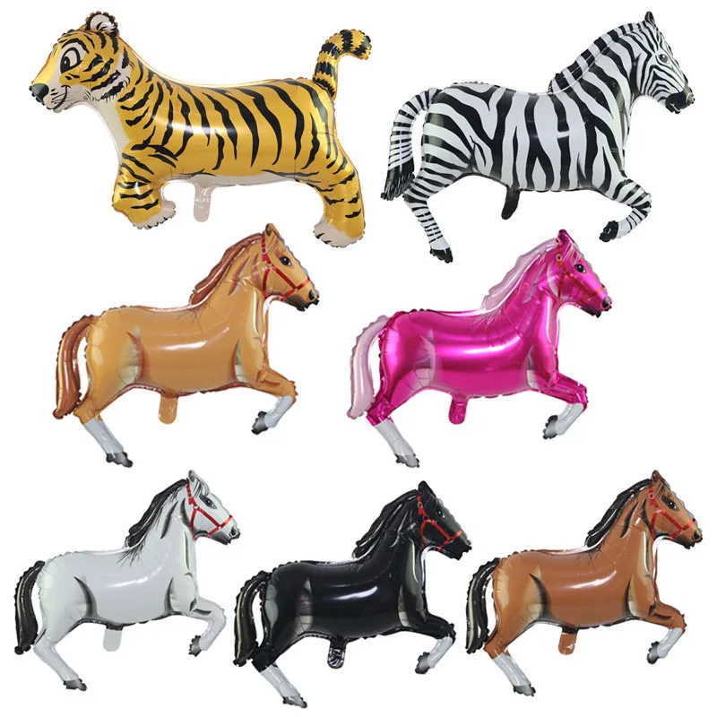 

Giant Tiger Zebra Balloons Horse Foil Balloon Horse Race Theme Jungle Party Decoration Safari Animal Balloon Globos