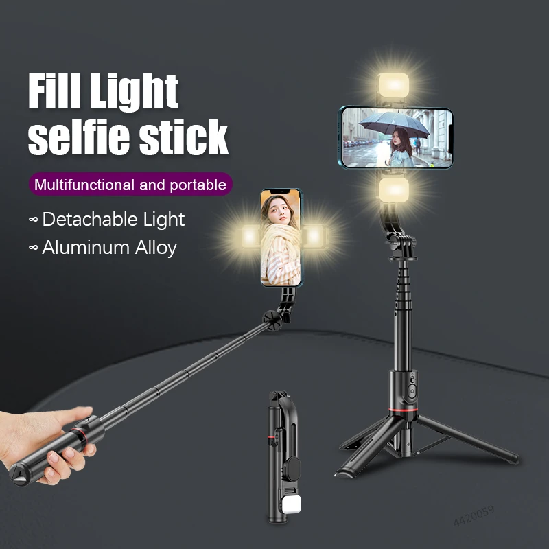 

Roreta 2022 New Bluetooth Selfie Stick Foldable Wireless Monopod With Bluetooth Shutter Remote Control Aluminum Alloy Tripod