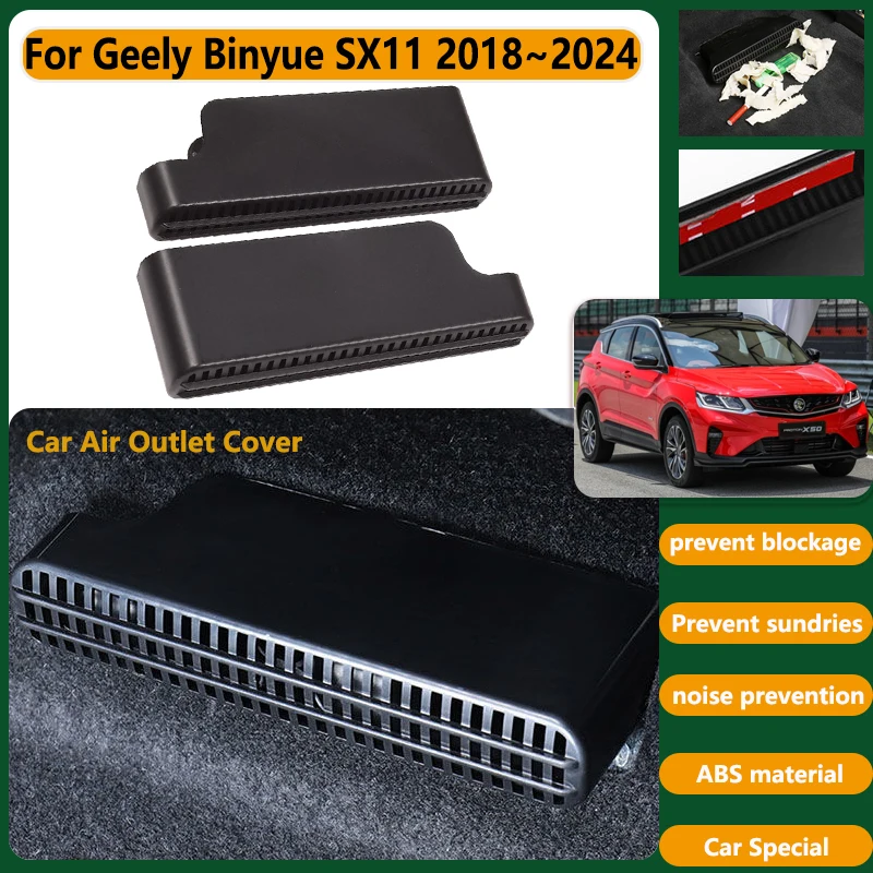 

Car Air Outlet Covers For Geely Binyue SX11 Coolray Proton X50 2018~2024 Rear Conditioner Under Duct Vent Protector Accessories