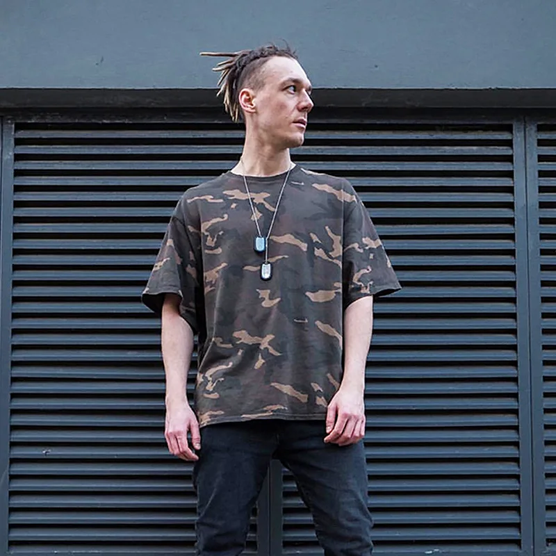 

Men's T-shirt American Ins Kanye Bieber Brand Loose Casual Top Tees Unisex Cotton Camouflage Short-sleeved FOG T-shirt