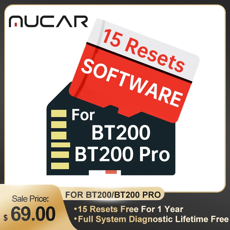 MUCAR BT200 Obd2 Diagnostic Tools All Cars 15 Resets Software Free 1 Year