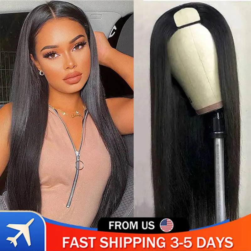 

U Part Human Hair Straight Wig Female Glueless Wigs For Black Women 30 Inch Remy Cheaper Natural Wave Brazilian Human Hair Wig