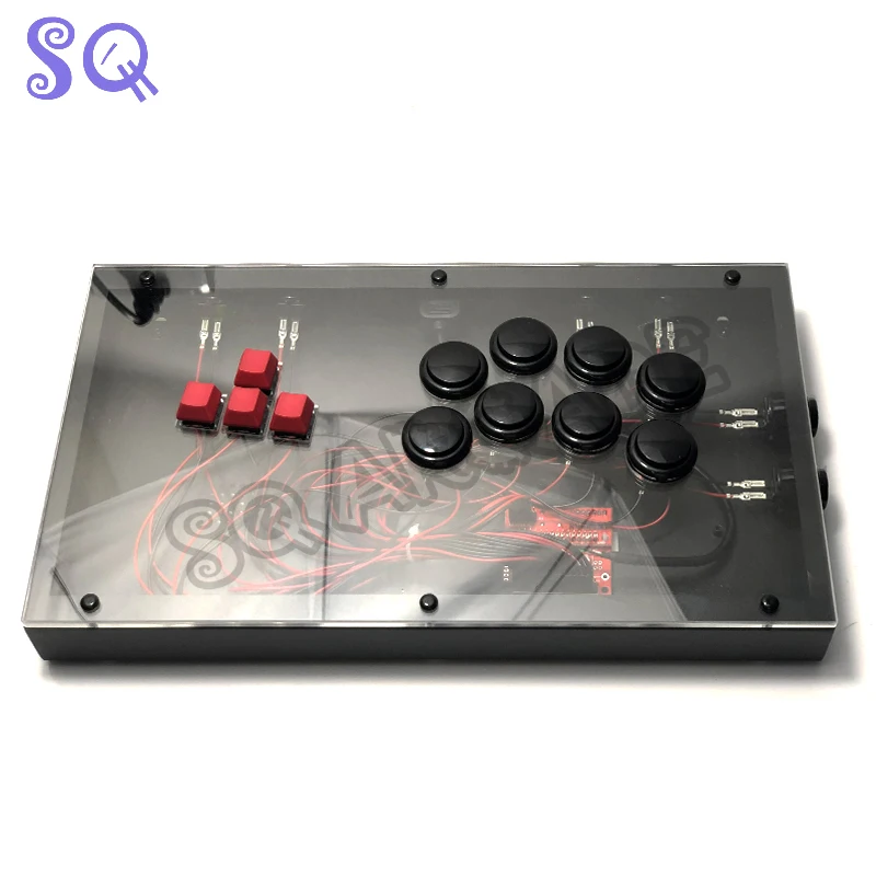 Fight Stick Controller MixBox Sanwa OBSF Button Support PC Transparent Acrylic Case