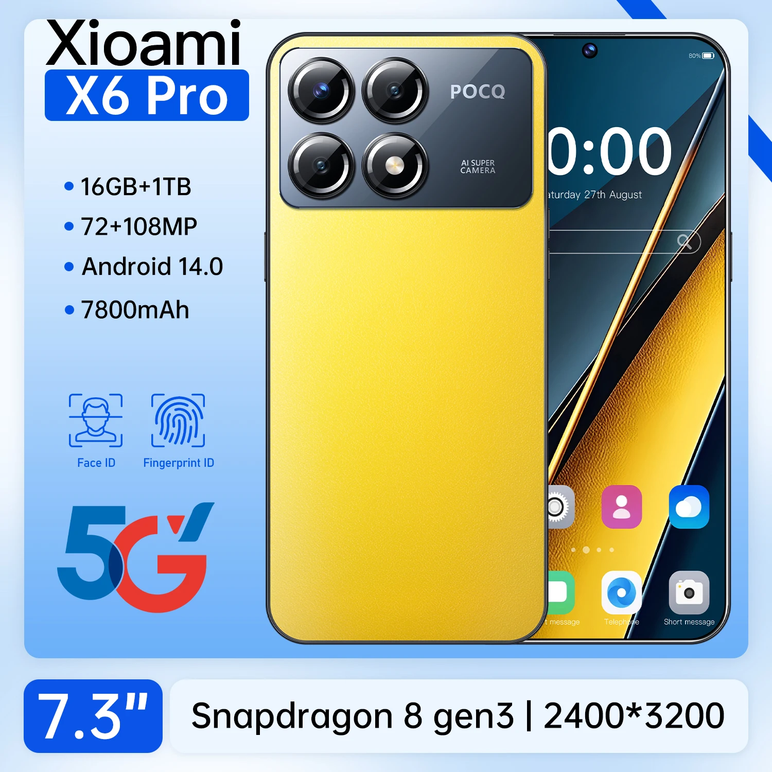 2025 ГОРЯЧИЙ смартфон Xioami POCQ X6 Pro глобальная версия Snapdragon 8 Gen 3 108 МП мобильный