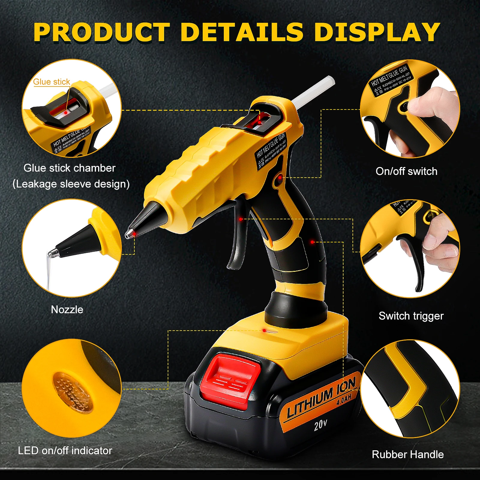 Пистолет клеевой аккумуляторный DeWalt 20 в 30s 30 шт. 7 мм