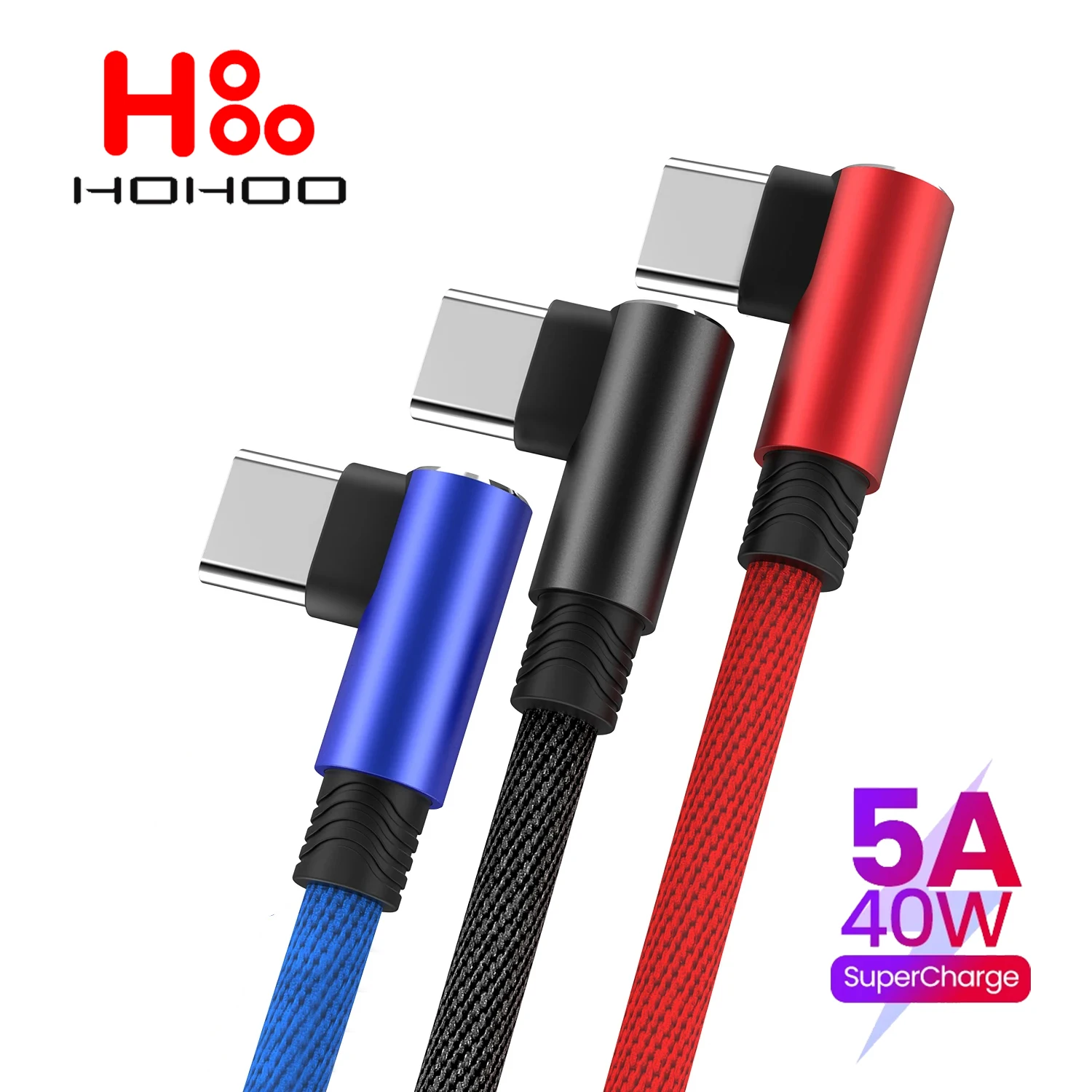 5A 40W Кабель USB - C 90 градусный изогнутый телефон Быстрая зарядка для iPhone 15 Pro Max Xiaomi 14