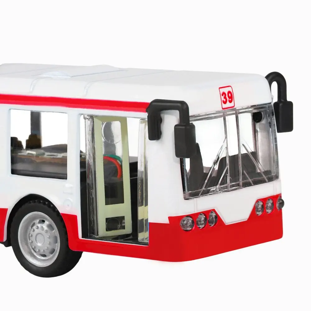 Троллейбус Автопанорама 1/90 бело-красный инерционный