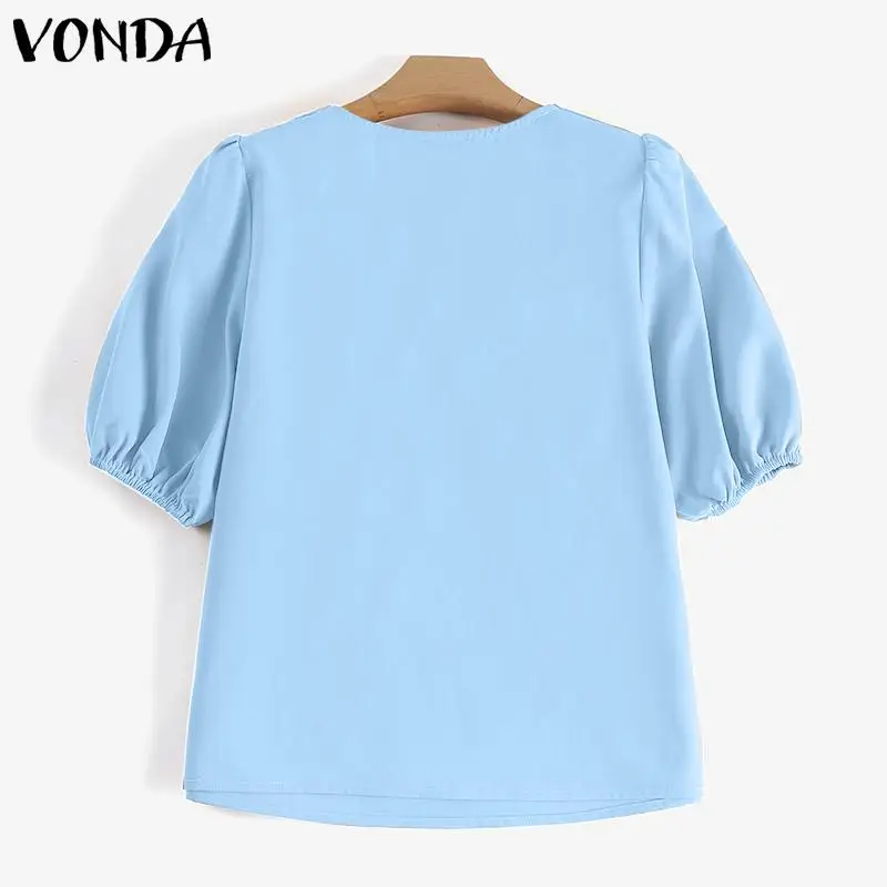 VONDA женские летние блузки с V-образным вырезом и коротким рукавом |