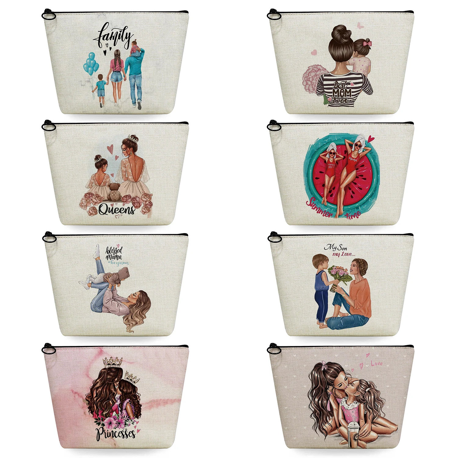 

Customize Cute Cartoon Super Mama Print Clutch Phone Bag Mom and Baby Folding Women Casual Makeup Bag Multifunction Cosmetic Bag