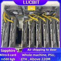 LUCBIT Used Nitro Sapphire RX 580 8GB 8 cards Mining Rig Machine Graphics Card RX580 with New 2000W Power Supply
