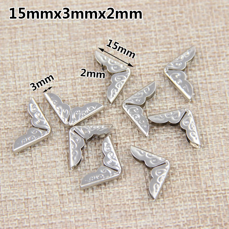 

20pcs 15mm Sliver Corner Protector For Book Scrapbooking Photo Albums Menus Folders Box Bags Metal Protector