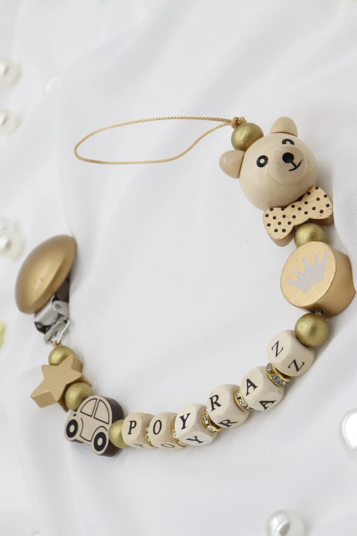 

Wooden pacifier chain, personalized pacifier, name-specific pacifier strap,pacifier accessory for girls and boys babies