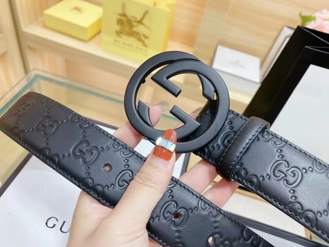 точная копия 1:1 Gucci Style Luxury Copy1:1 Бутик С Пряжкой Из Чистой Стали Модный Универсальный Мужской Ремень Для Отдыха 38 См