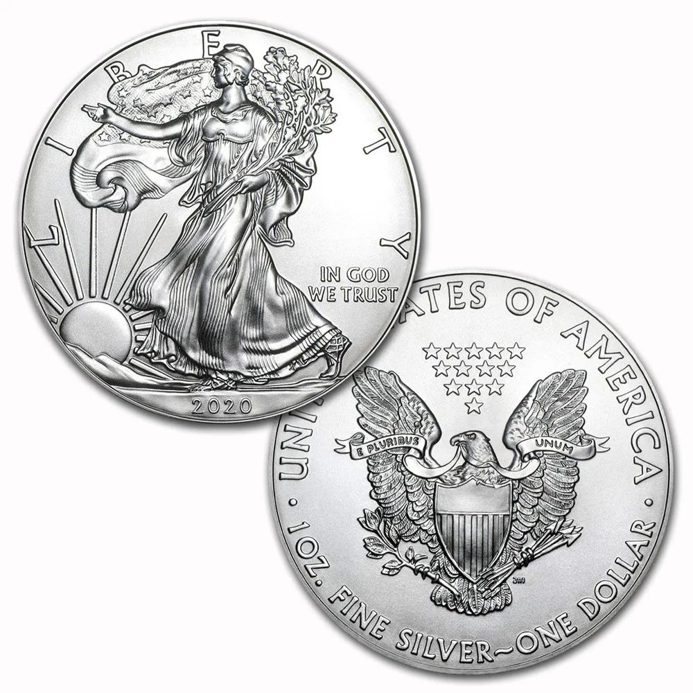 

2020 American Silver Eagle Bullion Coins Statue Of Liberty Commemorative Coin Copy No Magnetic 40mm*3mm