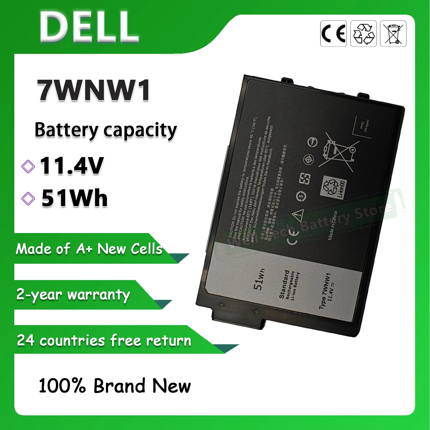 Аккумулятор для ноутбука DELL Latitude 7424 5424 5420 Rugged Extreme Series