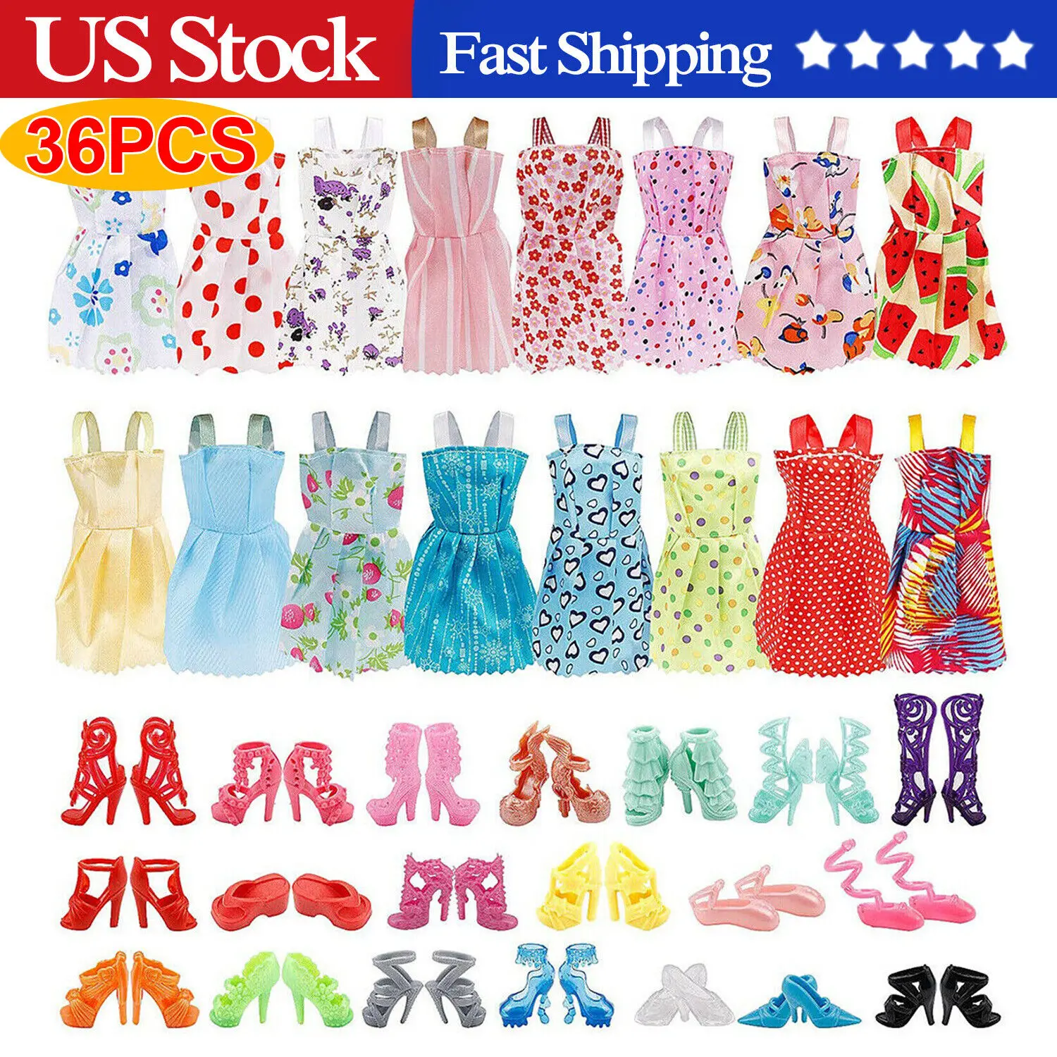 

Одежда и обувь для кукол ручной работы, 36 шт., модная юбка для куклы для вечевечерние, для куклы 11,5 дюймов, США