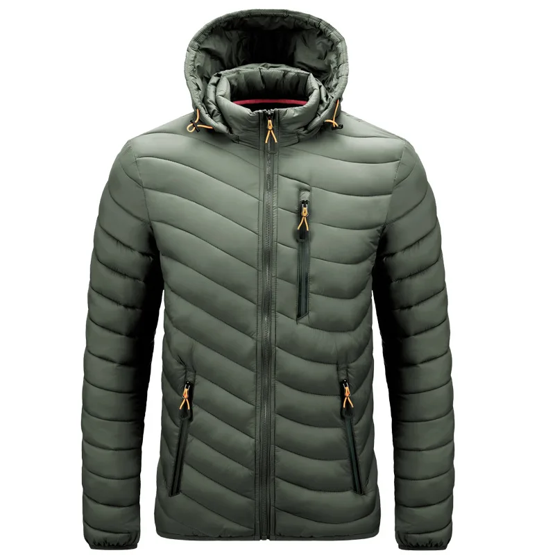 Autumn Winter Men's Ultralight Cotton Jacket Youth Lightweight Casual Clothes Breathable Coat Plus Size Hoodies Black M-6XL