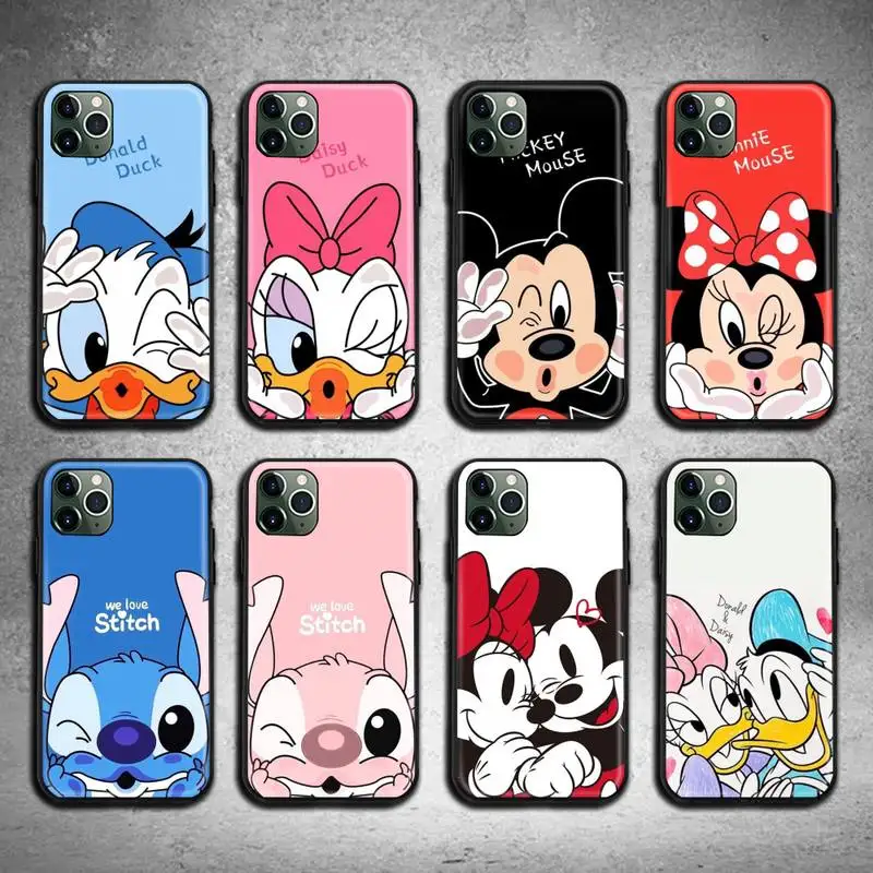 

Mickey Minnie stitch Donald Duck Love bbf Phone Case For iphone 13 12 11 Pro Max Mini XS Max 8 7 6 6S Plus X 5S SE 2020 XR cover