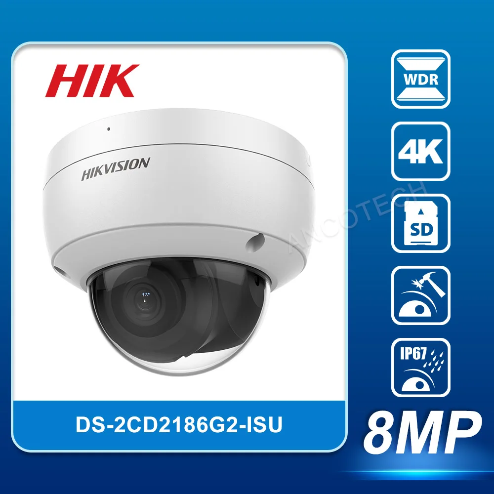 

HIK DS-2CD2186G2-ISU 4K Acusense Фиксированная купольная сетевая камера, высококачественное изображение с разрешением 8 МП