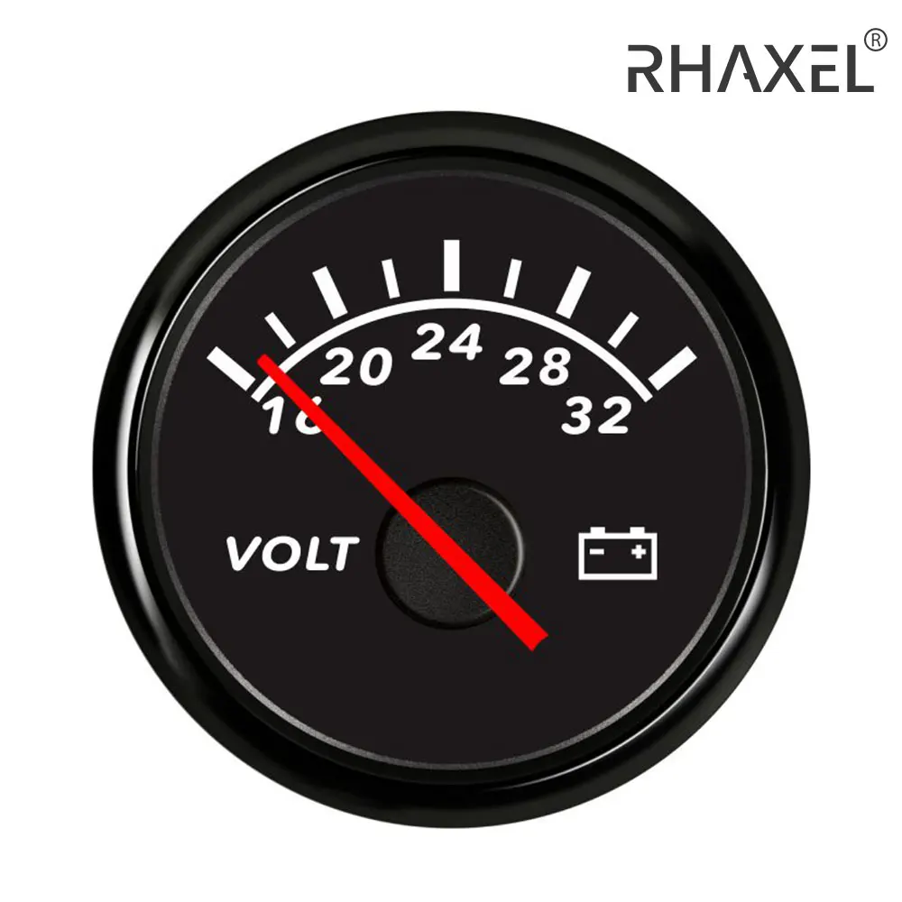 

RHAXEL Waterproof Voltmeter Meter 12V/24V 52mm with Red Backlight for Auto Motor Car Boat Trucks