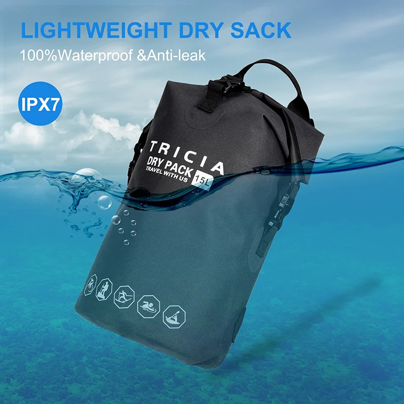 5L 10L 15L 20L 30L Outdoor Waterproof Bag Swimming Bag Dry Sack Trekking Fishing Pack Storage Backpack Camping Equipment XA209L