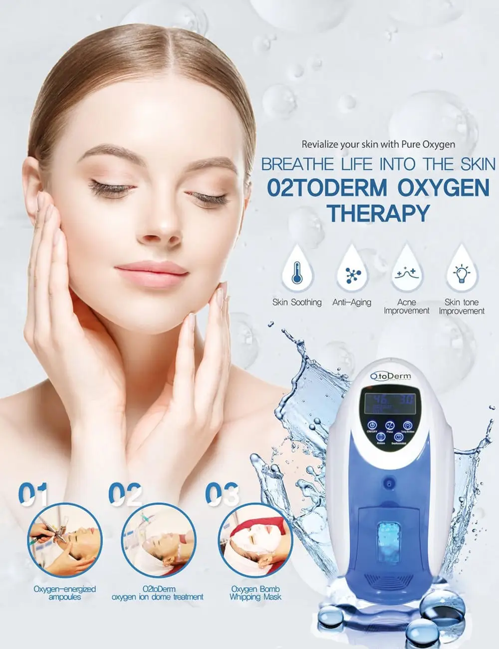 Фото Горячая Распродажа Korea O2toderm O2 To Derm Water 98% кислородная струйная кислородная купольная терапия для лица высококонцентрированная машина для ув... №5