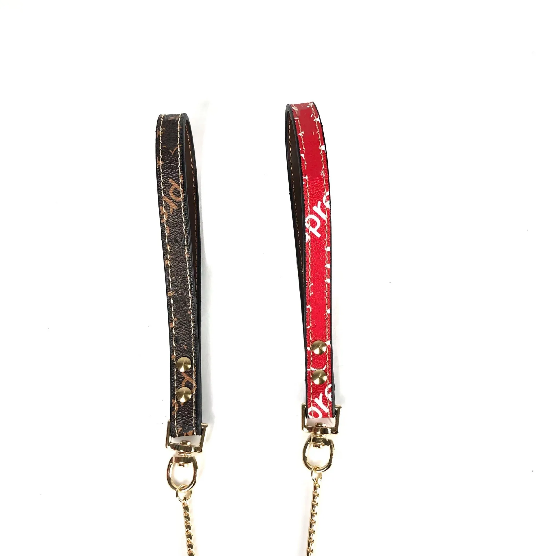

Frenchie Badass PU Leather Dog Cat Harness P-shaped Chain Leash Trendy Letter Pattern with Copper Chain Puppy Accessories