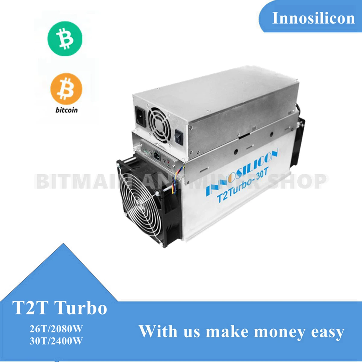 

Машина для майнинга биткоинов Innosilicon T2T 26T/30T, блокировка блоков питания с хашратом 26/30th/s