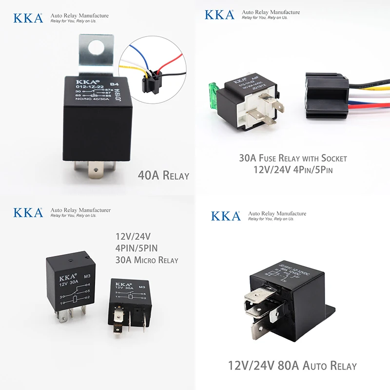 30A Automotive Relay with Fuse 12V/24V 4pin/5pin, 40A Auto Relay, 80A Car Relay for Car Motor Boat Auto Vehicle, Fused Relay