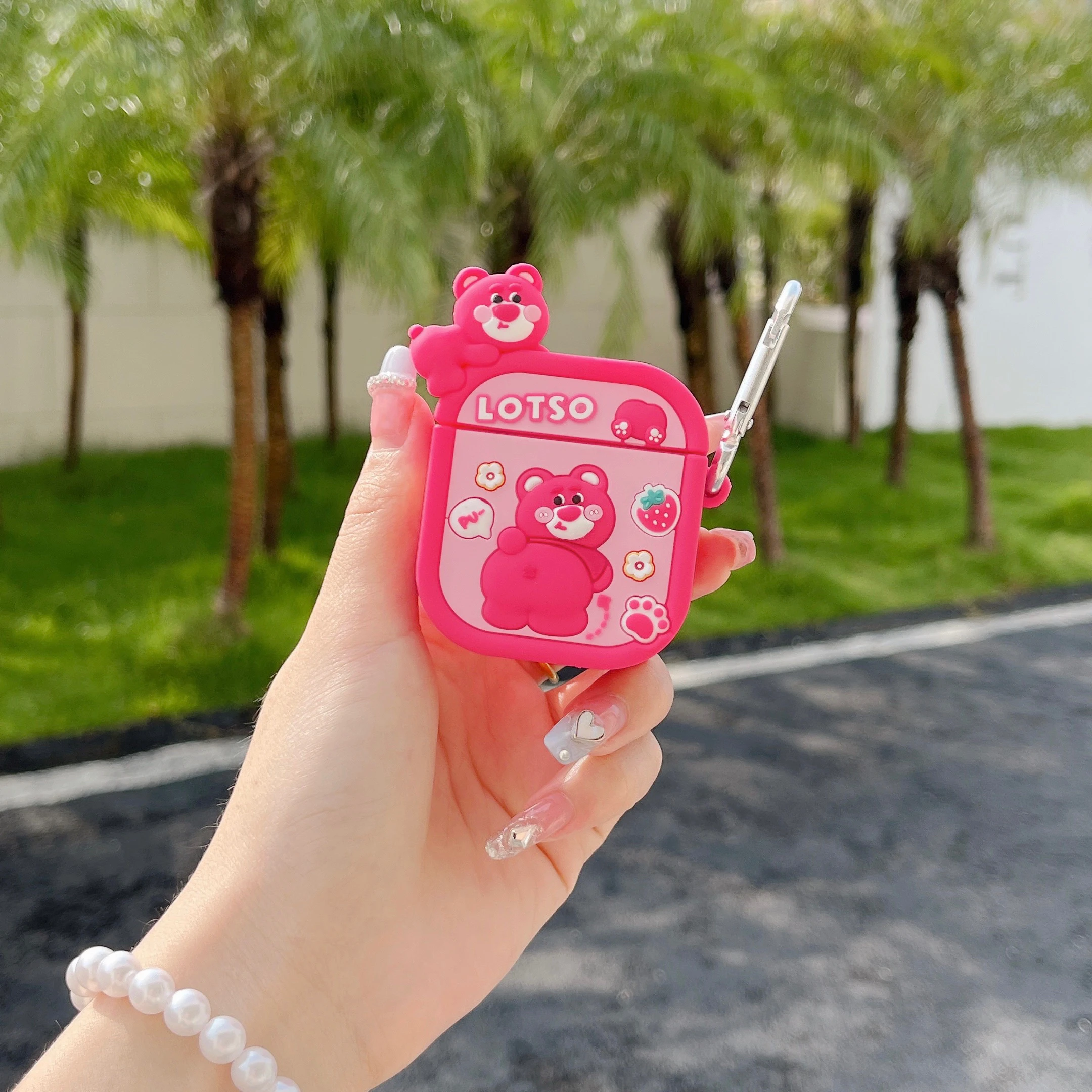 

3D Cute Cartoon Winnie Lotso Flower Illustration Wireless Headset Case For Apple Airpods Pro 2 3 1 Lucky Shockproof Earphone Box