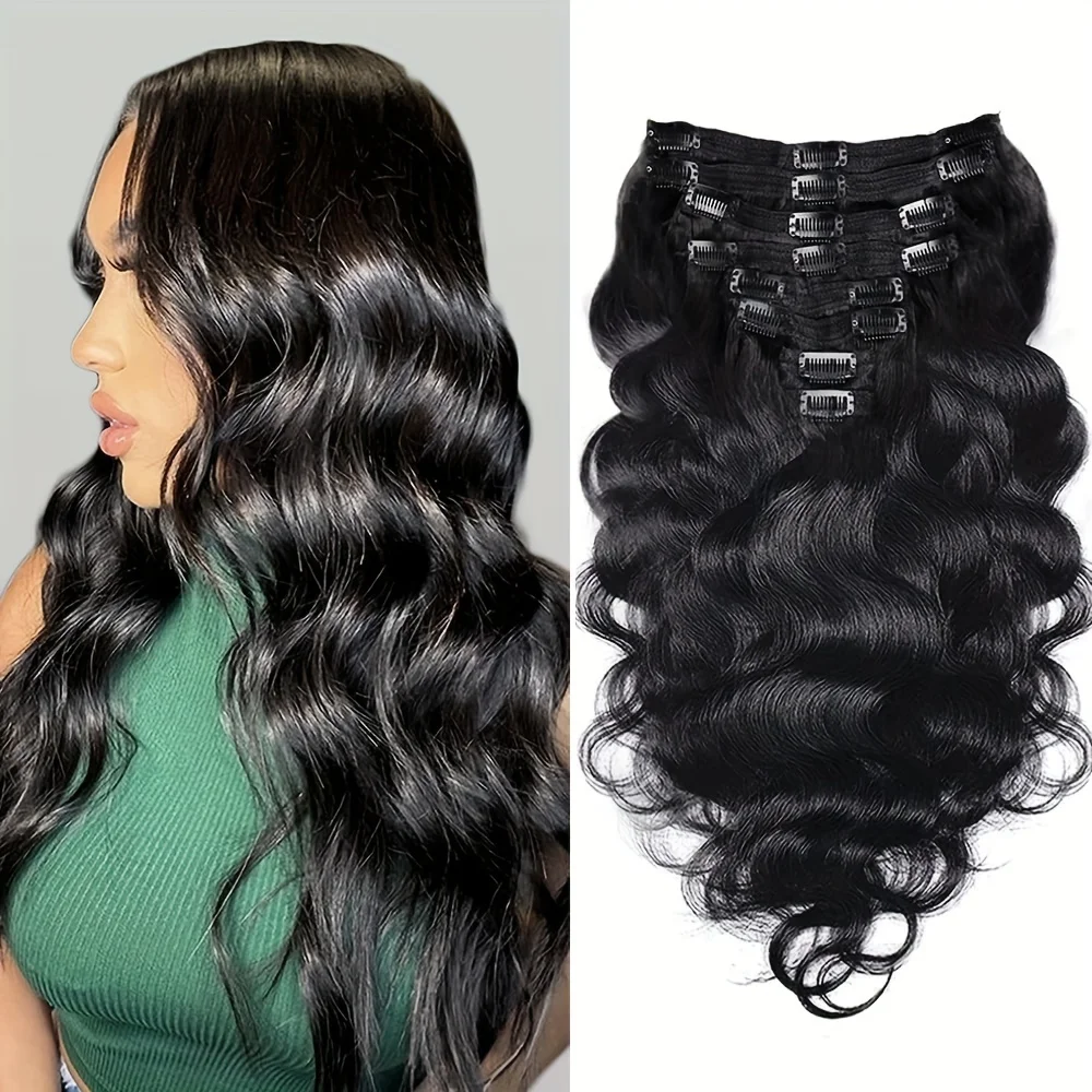 Наращивание волос с зажимом для тела накладные волосы на всю голову бразильские