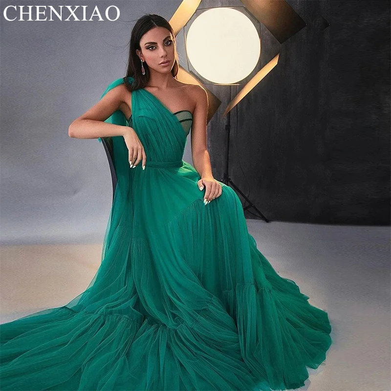 

Сексуальное вечернее платье Chenxiao, официальное вечернее платье на одно плечо, без рукавов, ТРАПЕЦИЕВИДНОЕ ПЛАТЬЕ С Открытой Спиной