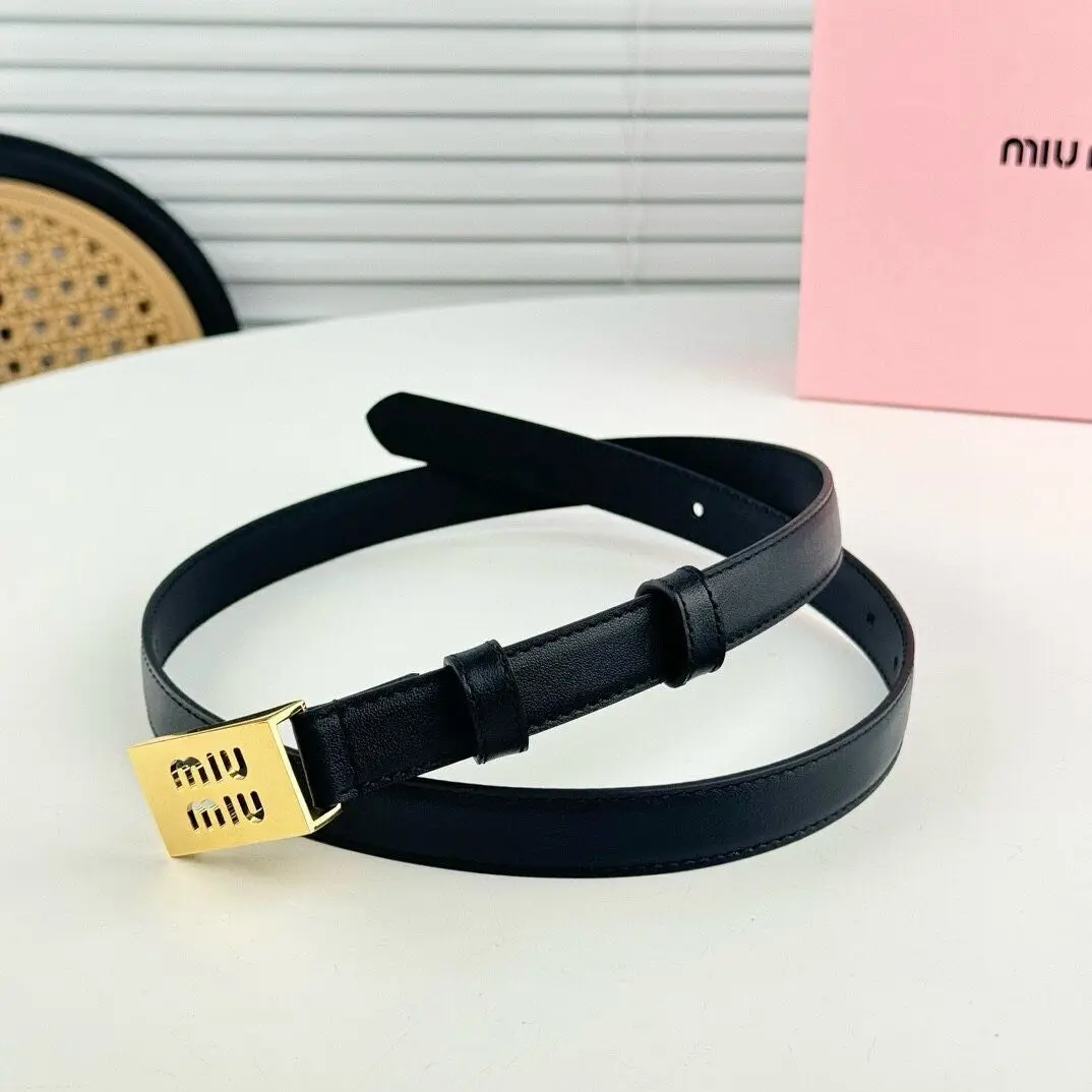 точная копия 1:1 Модный Изысканный Женский Пояс В Стиле MIUMIU Копирующий КлассичесКие Модели 2-сантиметровый Бутиковый Ремень Из ВолоВьей Кожи