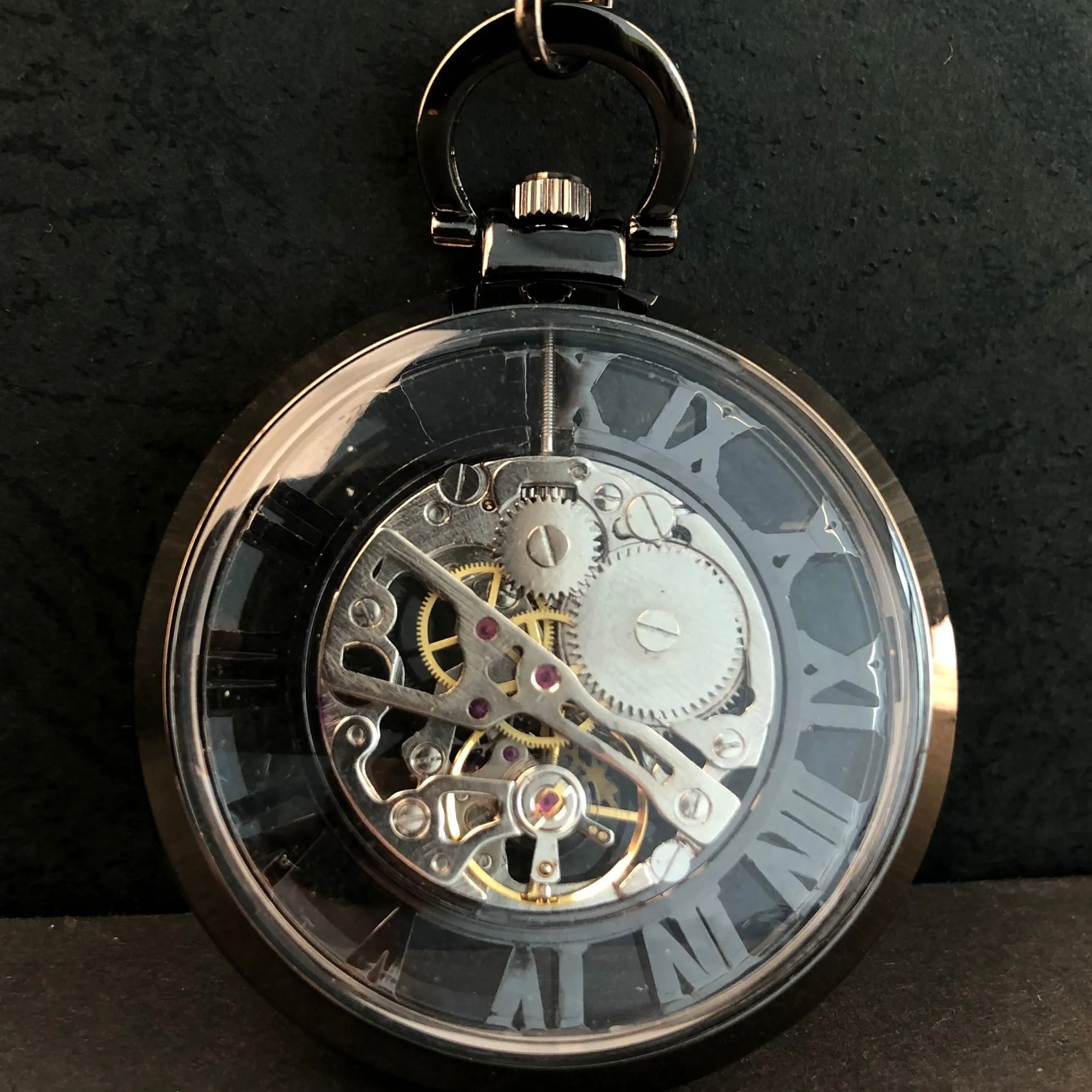 Personality Vintage Hollow Transparent Mechanical Pocket Watch For Men Roman Numerals Pendant Chain Hand Wind Fob Watches