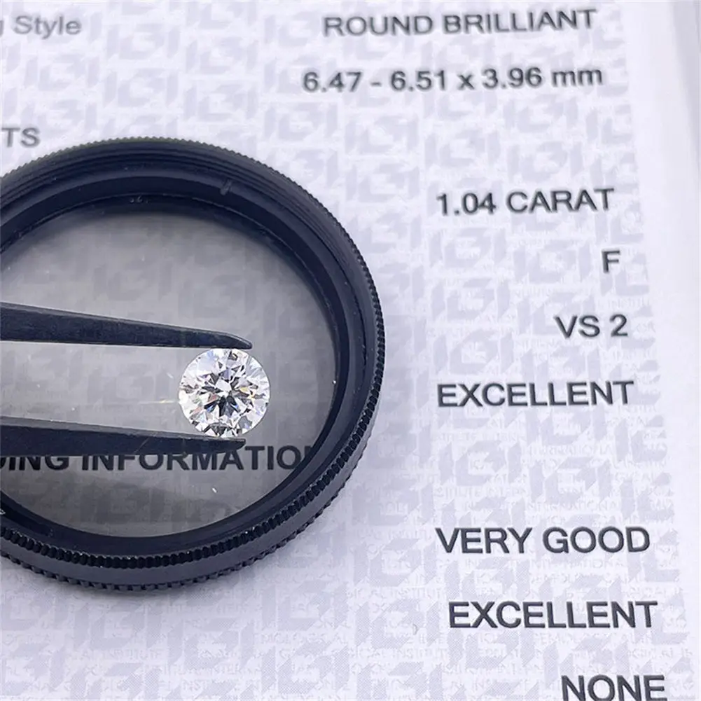 

Tianyu Gems1.04ct F VS2 круглый бриллиант CVD Lab Выращенный бриллиант 6,47*6,51*3,96 мм созданы свободные бриллианты для изготовления ювелирных изделий