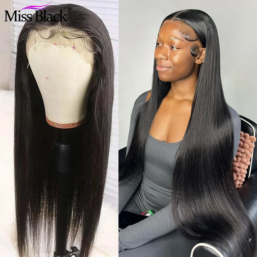 28 30 32 Inch 4x4 Straight Lace Closure Human Hair Wigs Pre Plucked With Baby Hair Brazilian Remy Natural Wig For Black Women