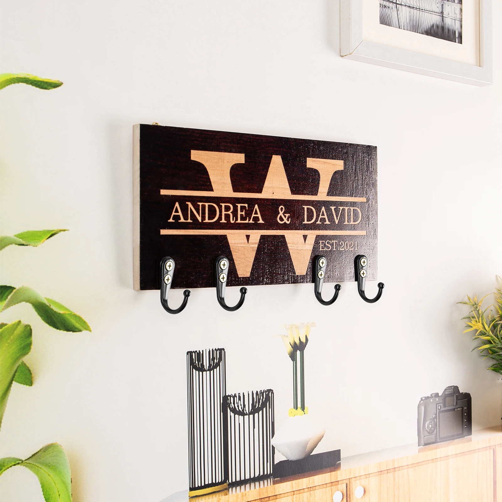 

personalized Wooden Wall-mounted Clothes Storage Rack Key Holder Kitchen Organizer Bathroom Rangement Hooks Hangers Storage
