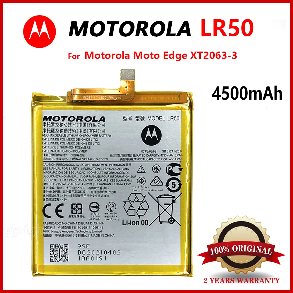 

Original Motorola Replacement Batteria LR50 LR 50 Battery For Motorola MOTO Edge XT2063-3 Batteries 4500mAh+Tracking Number