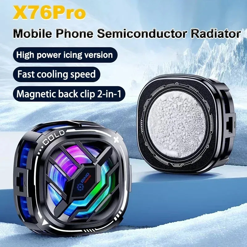 Фото НОВЫЙ полупроводниковый радиатор охлаждения мобильного телефона X76 Pro с магнитным зажимом 2 в 1 для IPhone Android PUBG игровой кулер №2