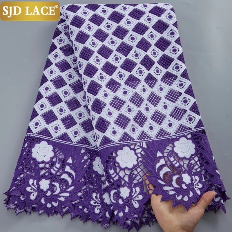 SJD Африканская Кружевная Ткань С Камнями Двойной Водорастворимый Нигерийский